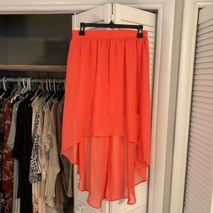 Salmon pink high-low skirt